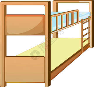 下铺卧室木头床垫剪贴家具脚步梯子睡眠插画