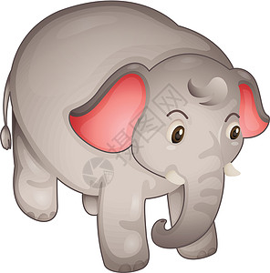 孤立的大象白色吉祥物动物插图哺乳动物灰色生物动画树干背景图片