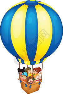 热气球篮子气球孩子们篮子条纹旅行飞行乐趣剪贴空气红色运输设计图片