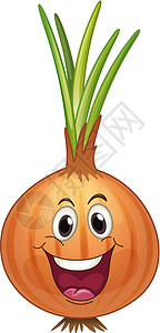 洋葱喜悦卡通片情感蔬菜动画享受微笑灯泡食物棕色背景图片