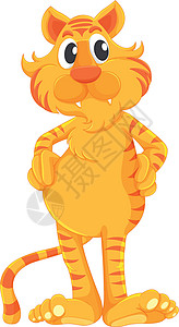 趴在地上的老虎孤立的老虎白色耳朵剪裁吉祥物哺乳动物小路猫科黄色毛皮尾巴设计图片