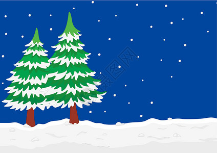 冬季绘画下雪场景树木草图风景插图背景图片