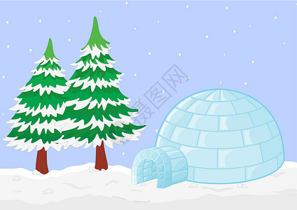 冬季树木草图下雪场景插图绘画风景背景图片