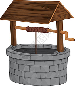 水木制的好白色绳索砖块庇护水井设计图片
