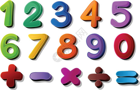 数字和数学符号孩子们乘法总和学校脚本方程物理教育卡通片语言背景图片