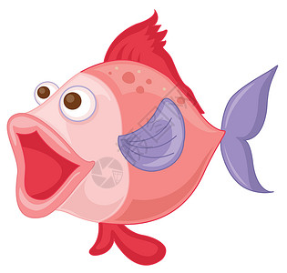 紫色热带鱼白色孤立的热带鱼水族馆眼睛动物野生动物绘画剪贴紫色海洋生活钓鱼插画