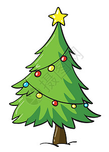 圣诞树红色绿色植物卡通片装饰松树蓝色黄色节日微笑背景图片