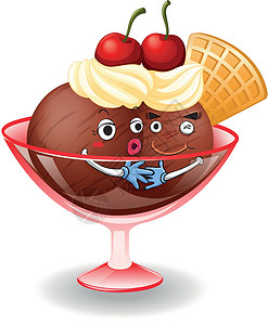 冰淇淋奶油绘画营养巧克力制品材料草图食品晶圆寒意插画