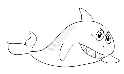 鲨鱼牙齿线条草图绘画艺术钓鱼线稿食品海洋食物高清图片