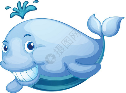 卡通动物精神卡通片微笑海洋波浪喷出尾巴哺乳动物孩子们蓝色背景图片