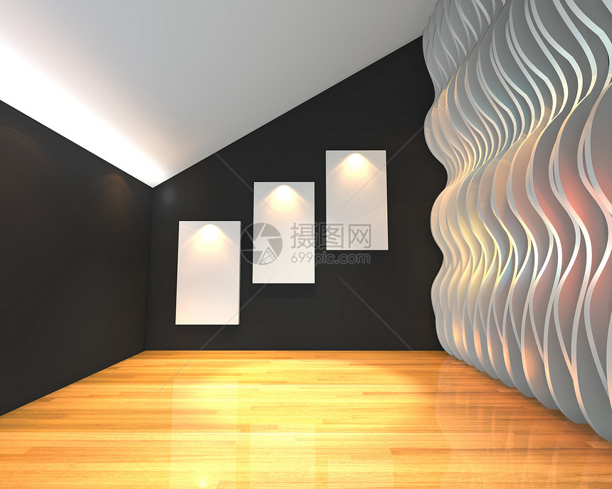 黑壁波画廊正方形公寓艺术博览会房间木头收藏推介会建筑学展览图片