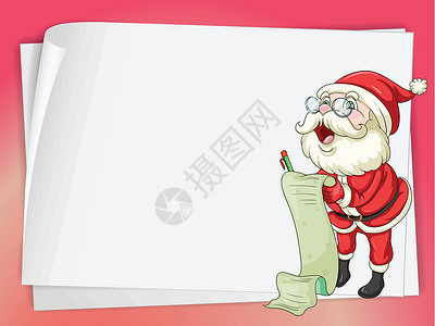 纸页和圣诞老人孩子们礼物织物男人绘画红色床单蓝色帽子海报背景图片