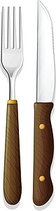 厨房夹子刀叉美食材料午餐银器配件金属夹子刀具用具绘画插画