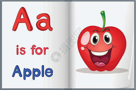 孩子苹果使用应用程序预订卡片插图记事本水果工作笔记孩子软垫阴影英语设计图片