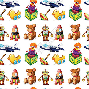 玩具插图孩子们旅行插孔运输飞机航天飞机机器人纺纱渡船背景图片