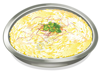金属碗印度食品盘子食物美食用餐叶子塑料香菜蔬菜材料用具插画