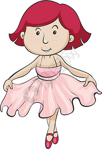 女 女童乐趣连衣裙绘画粉红色舞蹈草图女孩舞蹈家女性姿势背景图片
