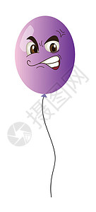 一个紫色的气球塑料喜悦玩具插图空气庆典情绪绘画眼睛背景图片