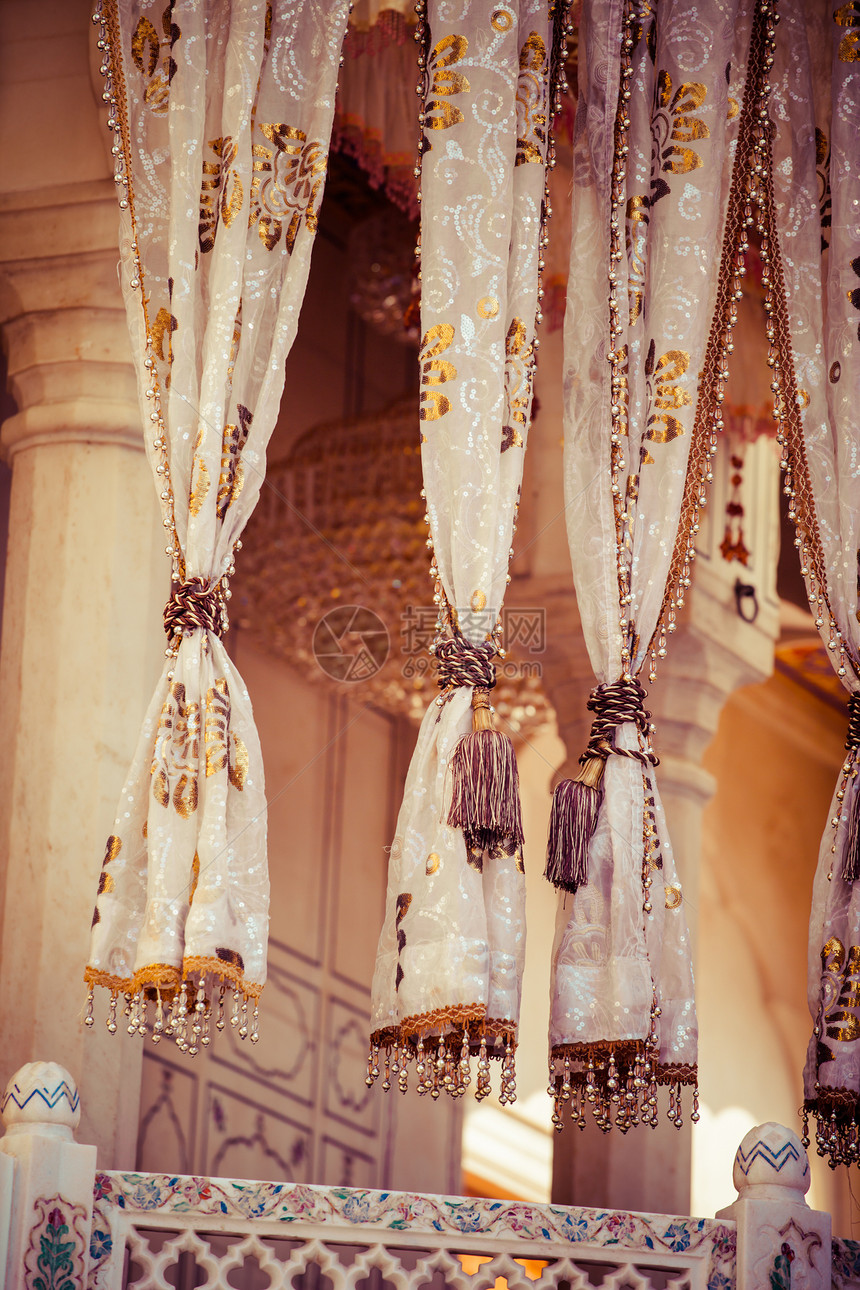 Amritsar 印度旁遮普邦反射崇拜建筑祷告阁下面纱大理石梵文金子建筑学图片