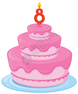 8分熟生日蛋糕配料烹饪面包食品糖果可可数字艺术蜡烛食物插画