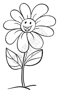 一朵花和一盆素描绘画面部动物群图表植物群数字工作创造力叶子艺术设计图片