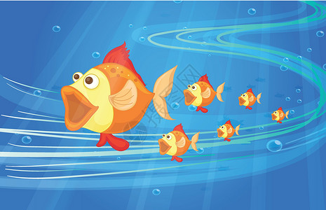 一群红色鱼鱼类卡通片海洋生物黄色绘画潜水珊瑚食物野生动物动物设计图片