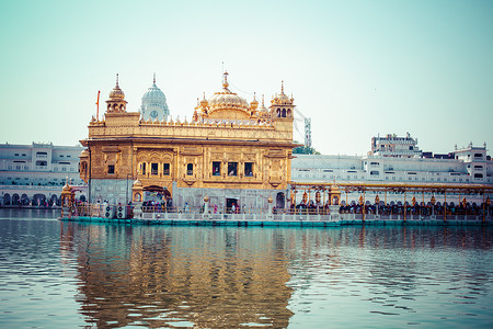 Amritsar 印度旁遮普邦旅行上师大人建筑学崇拜建筑手稿神社反射阁下背景图片
