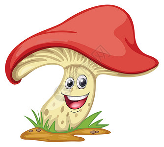 长脸蘑菇情绪绿色灌木森林眼睛食物黄色绘画插图微笑插画