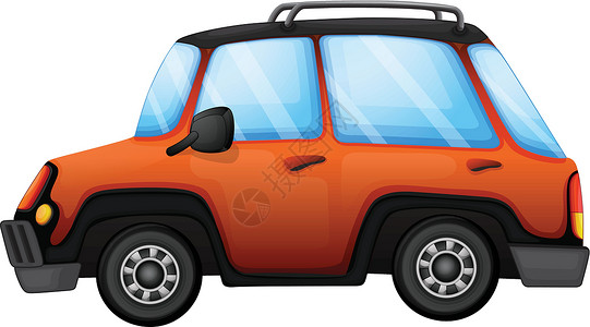 橙色吉普车汽车一个橙色的ca绘画驾驶运输玻璃玩具过境镜子机器卡通片车辆插画