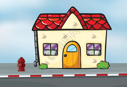 特仑苏纯牛奶街道附近的一栋小房子插画