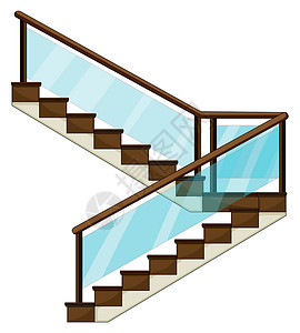 木头栏杆楼梯栏杆玻璃小路脚步白色木头建筑学棕色剪贴绘画插画