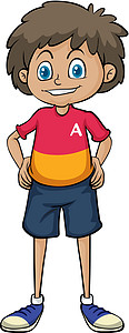 收腹裤一个微笑的男孩字母男性瞳孔男生半裤男人英语孩子语言卡通片设计图片