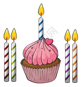 火锅底配料纸杯蛋糕和蜡烛插图艺术食品可可蛋糕巧克力报酬面包卡通片烹饪插画