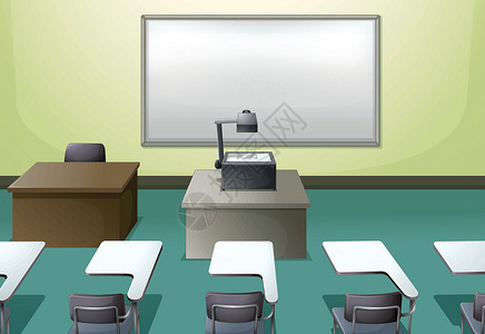 大学课堂教室地面高架卡通片房间学校办公桌椅子投影仪正方形会议背景图片