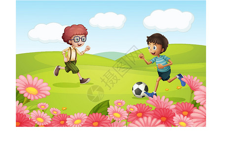 踢足球的男孩们男孩踢足球天空情绪蓝色男生男人场景动物群框架植物植物群设计图片