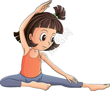 做知法做瑜伽的女孩女士绘画白色眼睛女性马尾辫裤子耳朵卡通片姿势设计图片