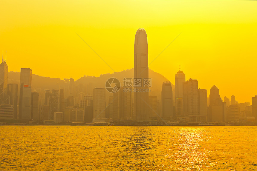 日落时香港市旅游金融建筑办公室假期城市旅行天空商业经济图片
