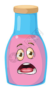 瓶子上的脸玻璃店铺插图情绪粉色黄色贮存绘画塑料眼睛背景图片