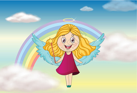 彩虹翅膀一个角度女孩设计图片
