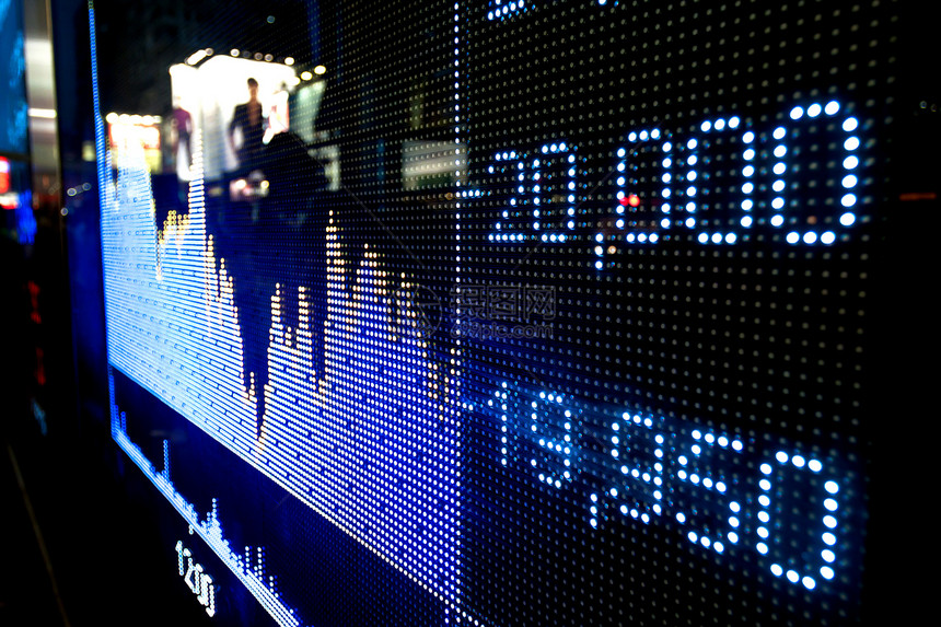 股票市场价格显示为抽象图表会计投资蓝色插图市场监视器生长证书货币图片