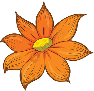 一朵花花绘画黄色花瓣橙子花蜜装饰美化白色卡通片风格背景图片