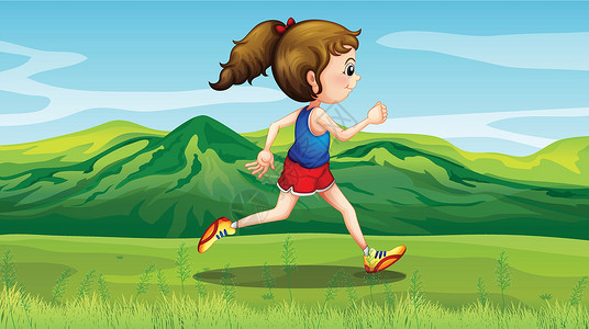 女孩袜子素材一个女孩在山附近慢跑设计图片