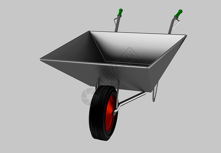 用于建筑 钢铁的轮轴异形金属材料建造瓦砾独轮车灰色背景图片