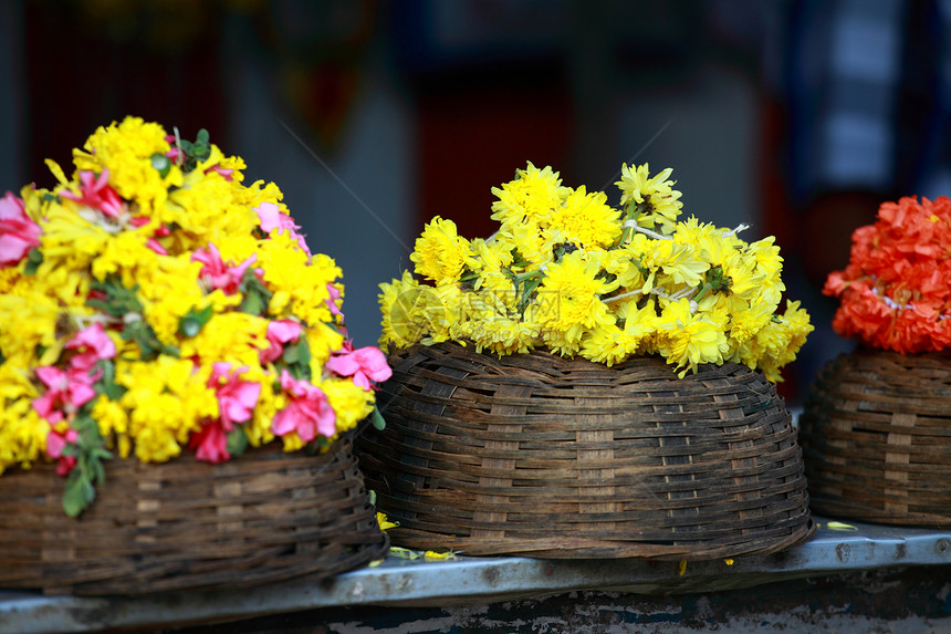 印度教宗教仪式鲜花加林地寺庙文化茉莉花市场装饰品信仰万寿菊旅游荣誉冥想图片