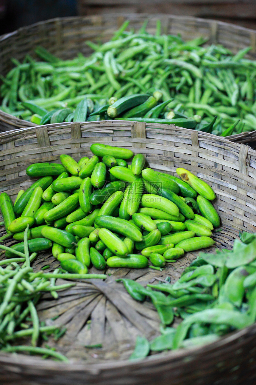 印度传统蔬菜市场中的绿色普里察局外人旅行食物红辣椒香料情调食谱胡椒味道辣椒图片