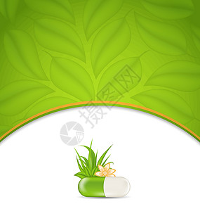 以绿色药丸 花朵 叶叶子 石灰为医疗主题的背景背景药品帮助植物胶囊治愈药剂学保健剂量药物生态背景图片