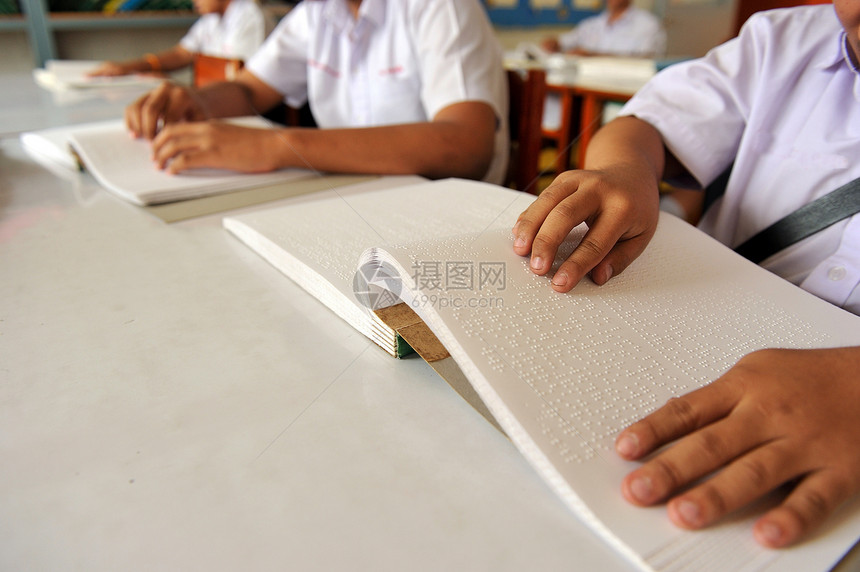 阅读盲文书学校语言孩子们手指字体脚本宽慰床单图片