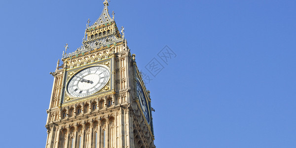 Big Ben 伦敦钟声蓝色天空建筑议会手表地标房屋背景图片