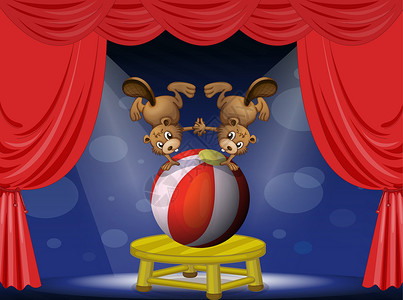 拿着气球老鼠和海狸一起的马戏表演设计图片