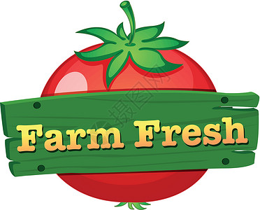 彩绘标签指示牌农场新鲜标签设计 配有新鲜番茄设计图片